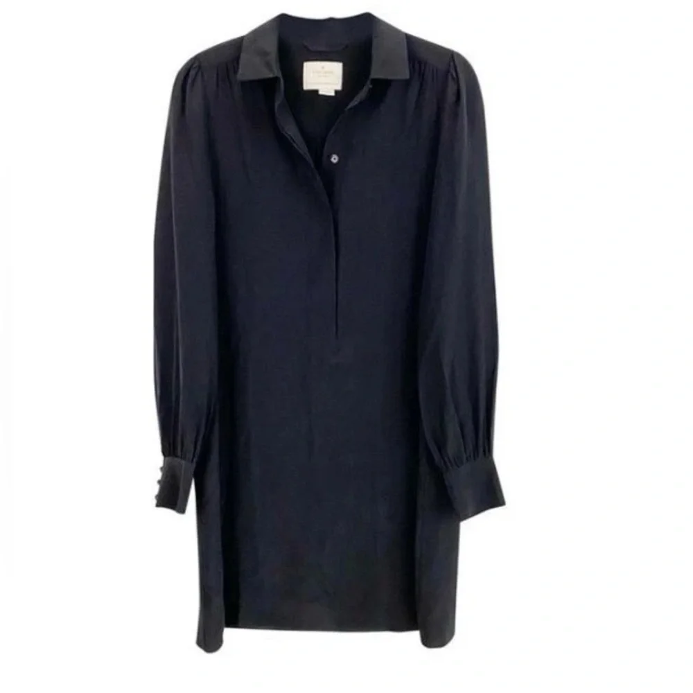kate spade silk Long Sleeve Shift Dress Black size 4